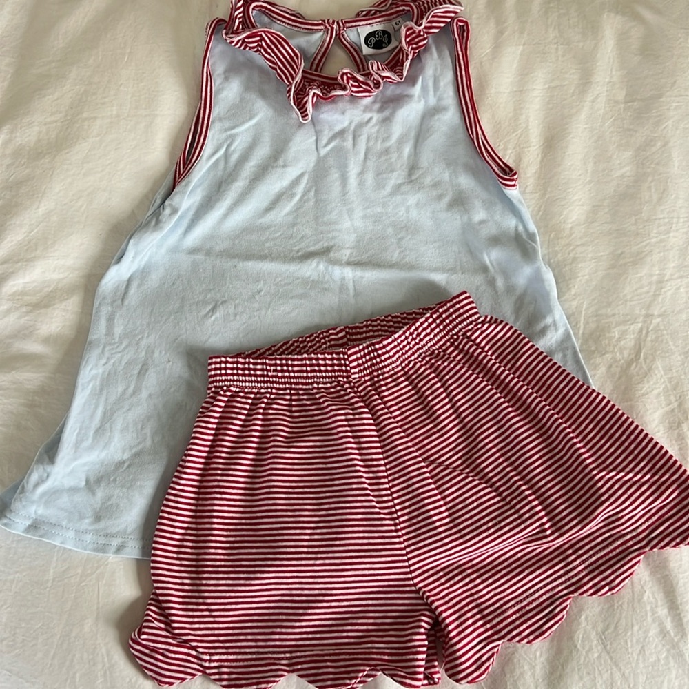 Cute red white blue 4th outfit set.